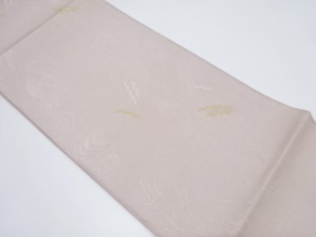 アンティーク　紗　観世水に草葉模様織り出し袋帯（材料）